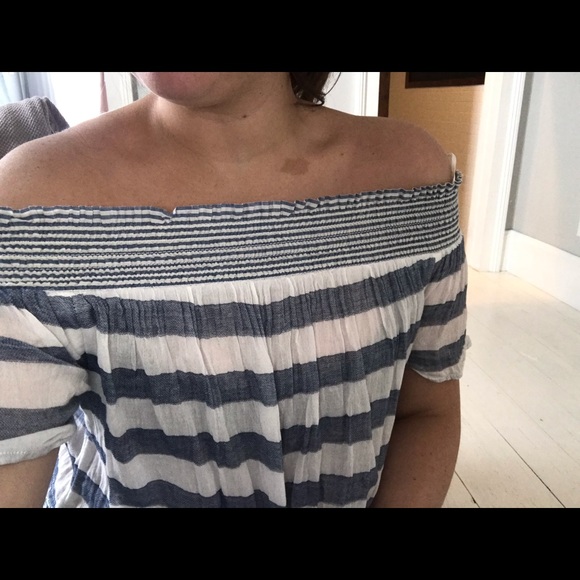 Miss Selfridge off shoulder stripe summer top - Picture 3 of 5